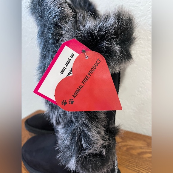 New Faux Fur San Antonio Spurs Bling Black Boots Size 7 - Picture 7 of 13
